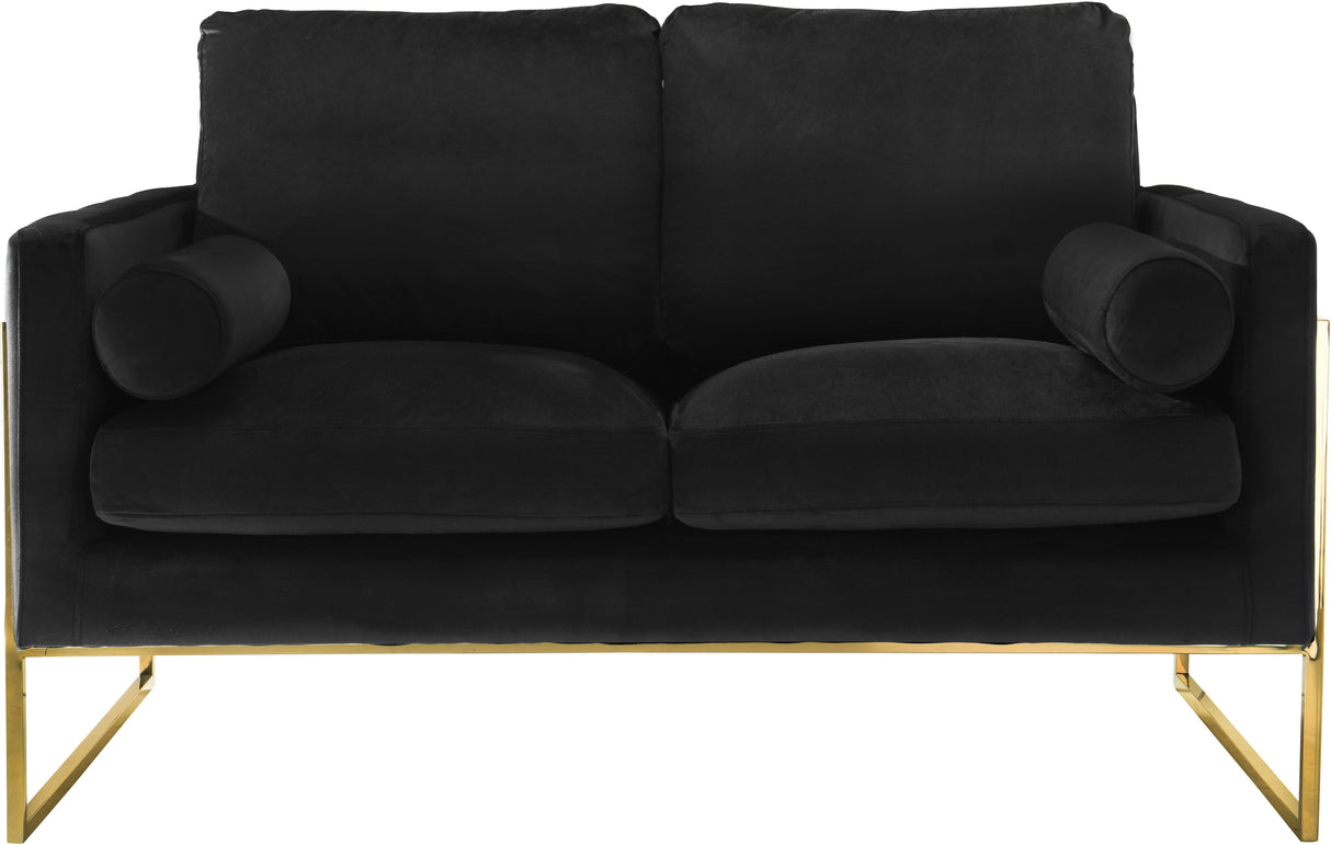Mila Black Velvet Loveseat - galleria furniture outlet