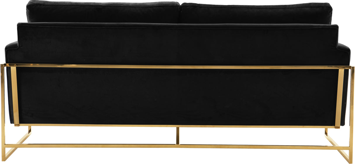 Mila Black Velvet Sofa - galleria furniture outlet