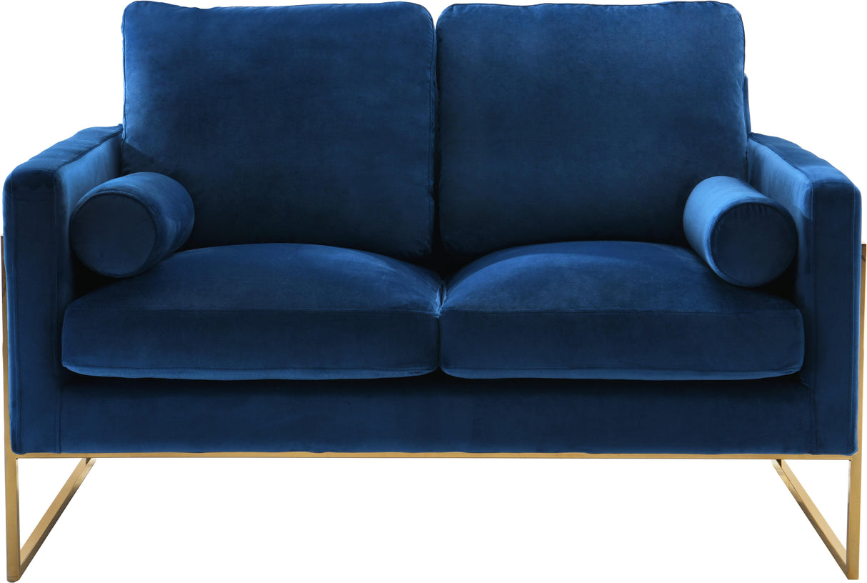 Mila Navy Velvet Loveseat - galleria furniture outlet