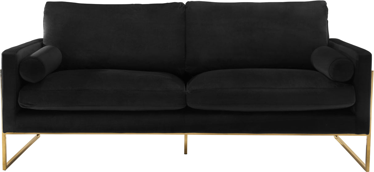 Mila Black Velvet Sofa - galleria furniture outlet