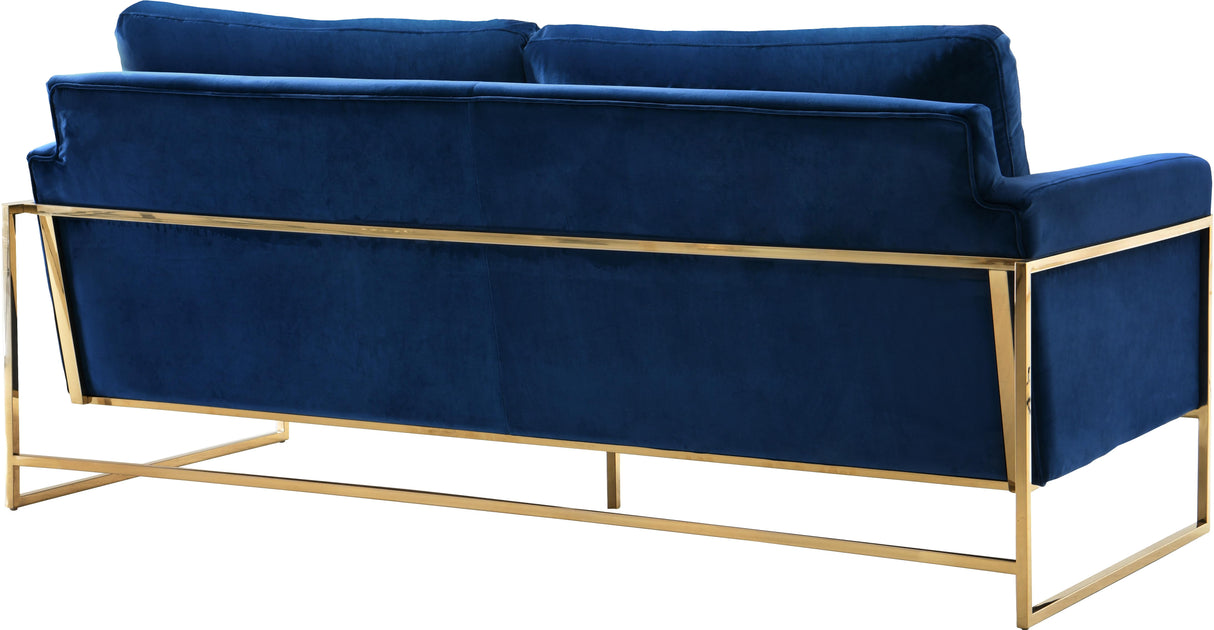 Mila Navy Velvet Sofa - galleria furniture outlet