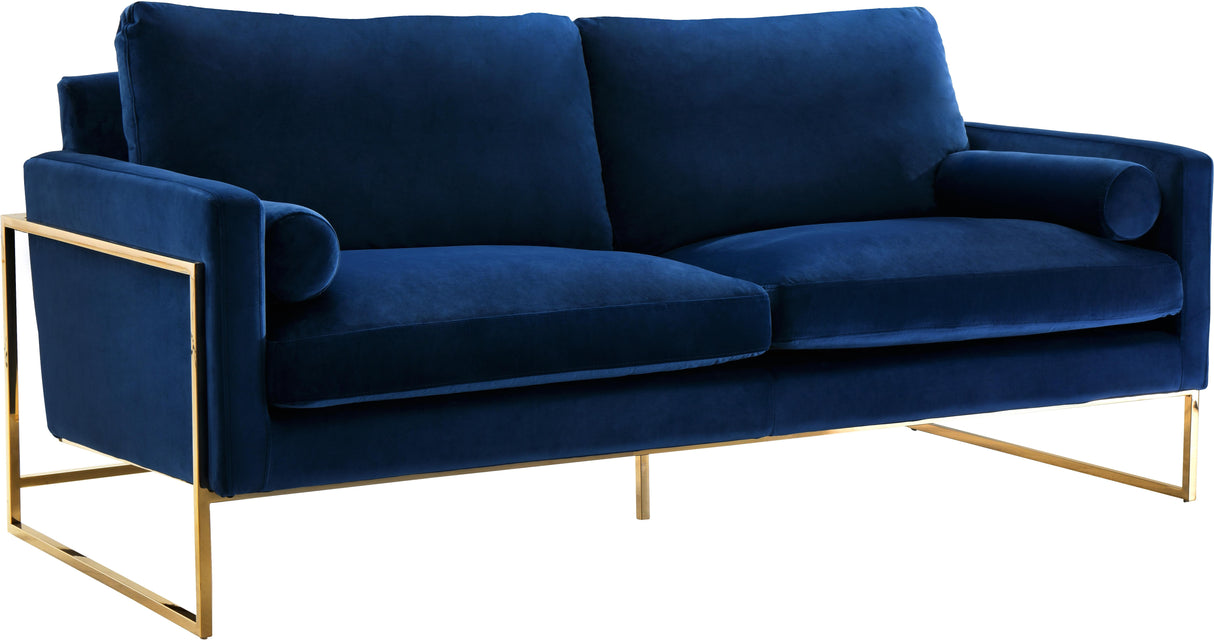 Mila Navy Velvet Sofa - galleria furniture outlet