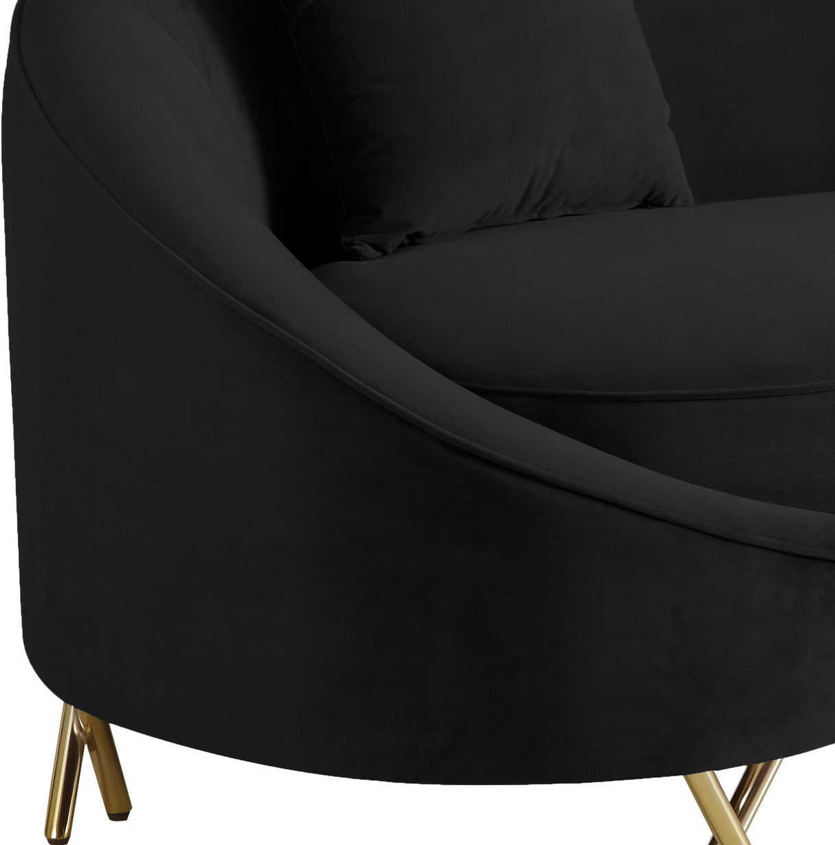 Serpentine Black Velvet Sofa - galleria furniture outlet