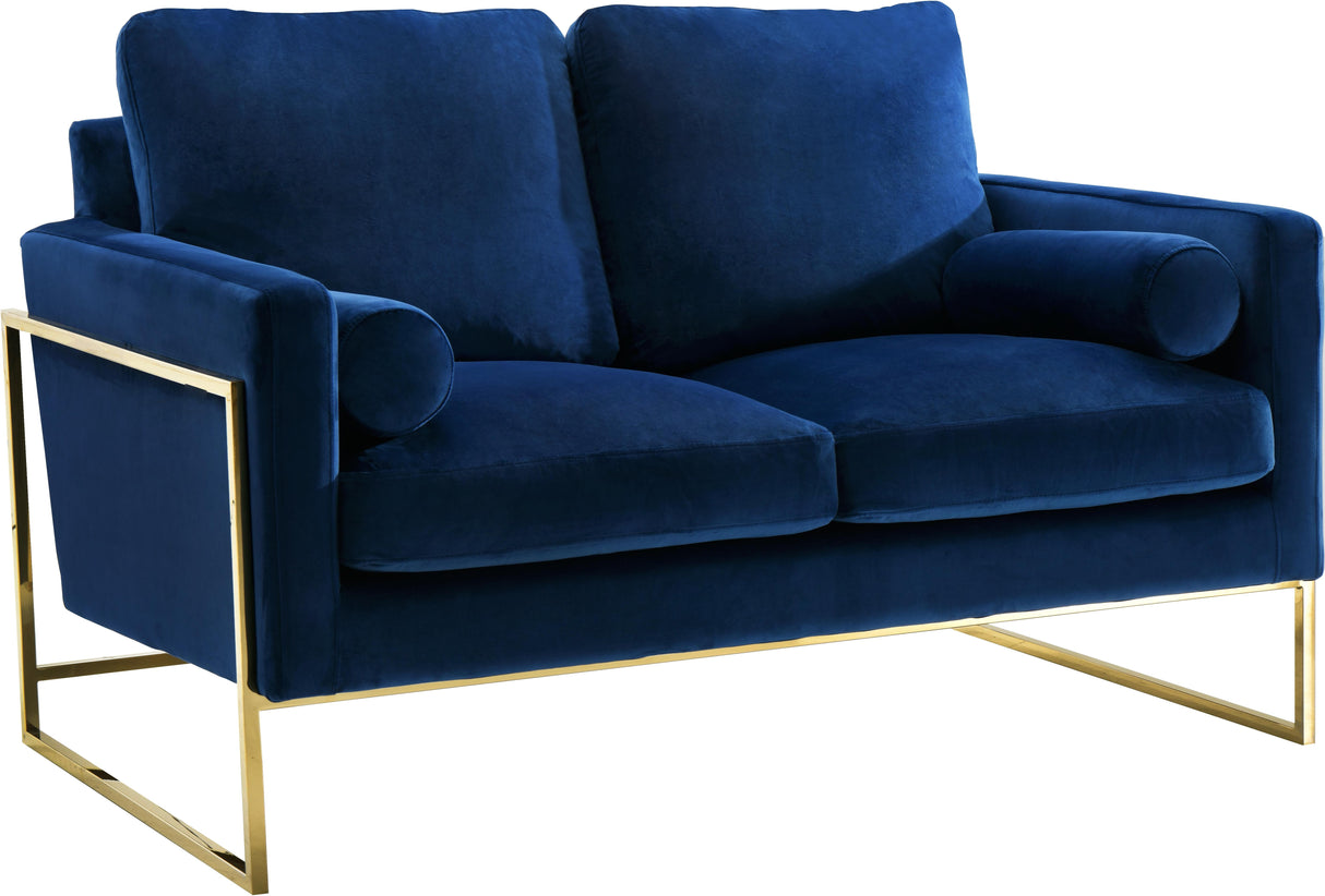 Mila Navy Velvet Loveseat - galleria furniture outlet