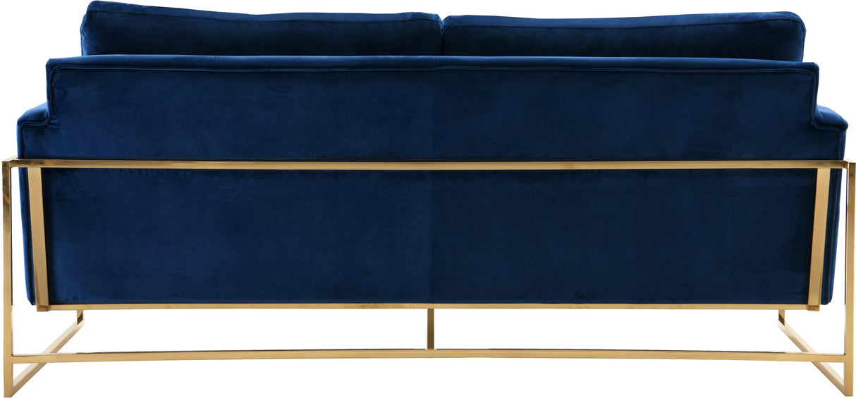 Mila Navy Velvet Sofa - galleria furniture outlet