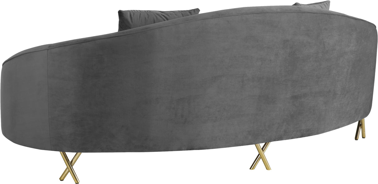 Serpentine Grey Velvet Sofa - galleria furniture outlet