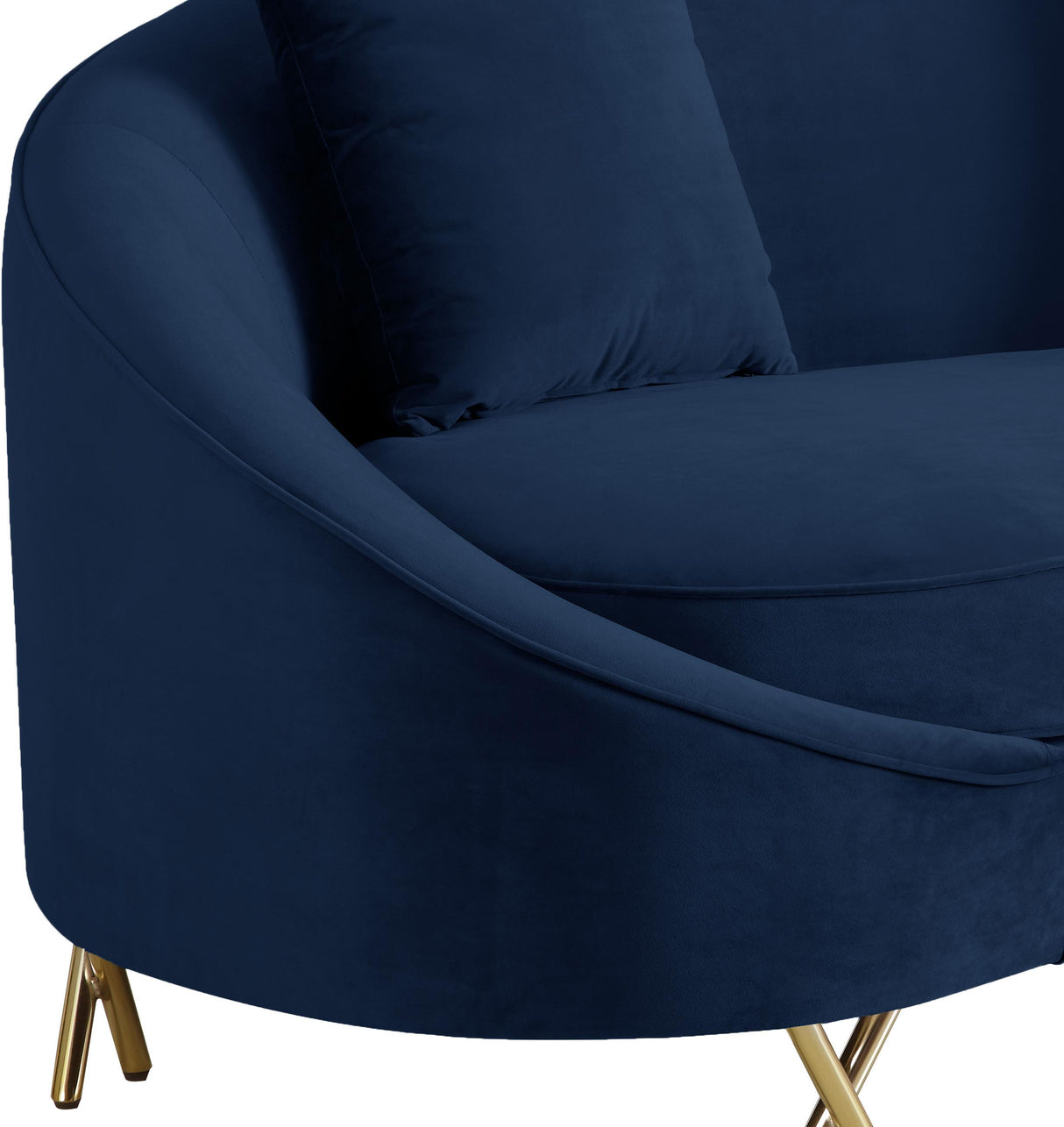 Serpentine Navy Velvet Loveseat - galleria furniture outlet