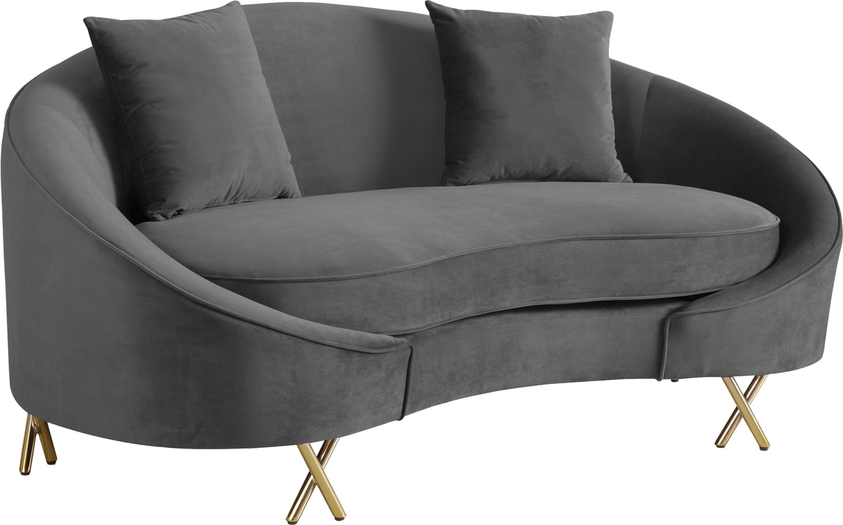 Serpentine Grey Velvet Loveseat - galleria furniture outlet