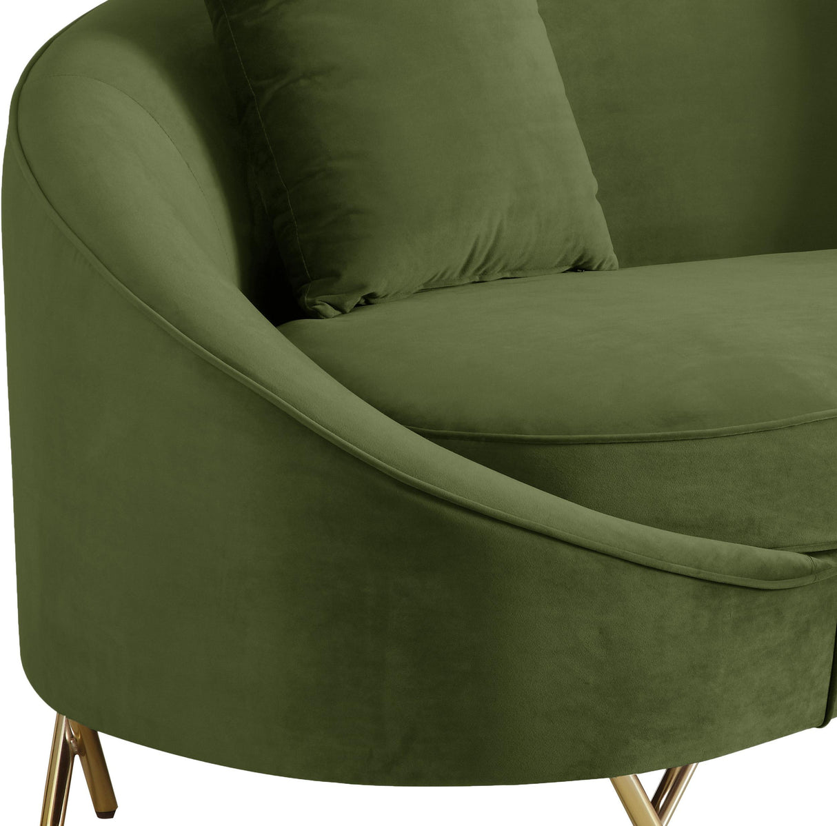 Serpentine Olive Velvet Loveseat - galleria furniture outlet