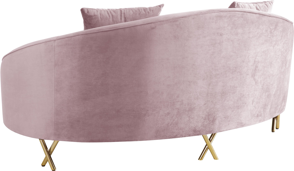 Serpentine Pink Velvet Loveseat - galleria furniture outlet
