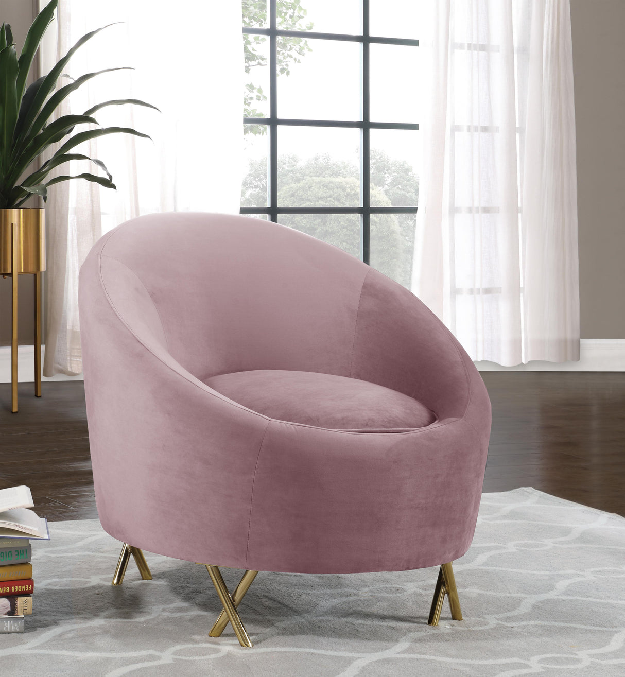 Serpentine Pink Velvet Chair - galleria furniture outlet