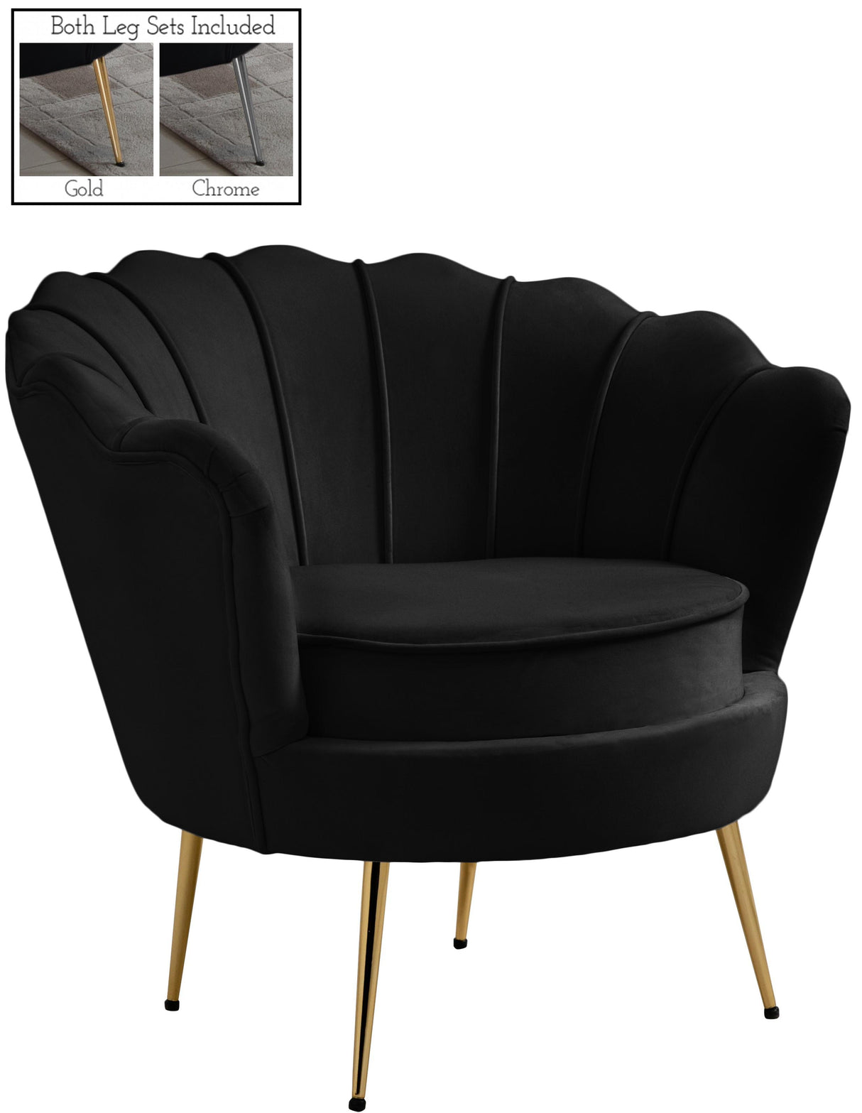 Gardenia Black Velvet Chair - galleria furniture outlet