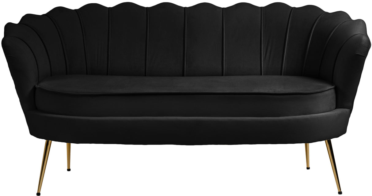 Gardenia Black Velvet Loveseat - galleria furniture outlet