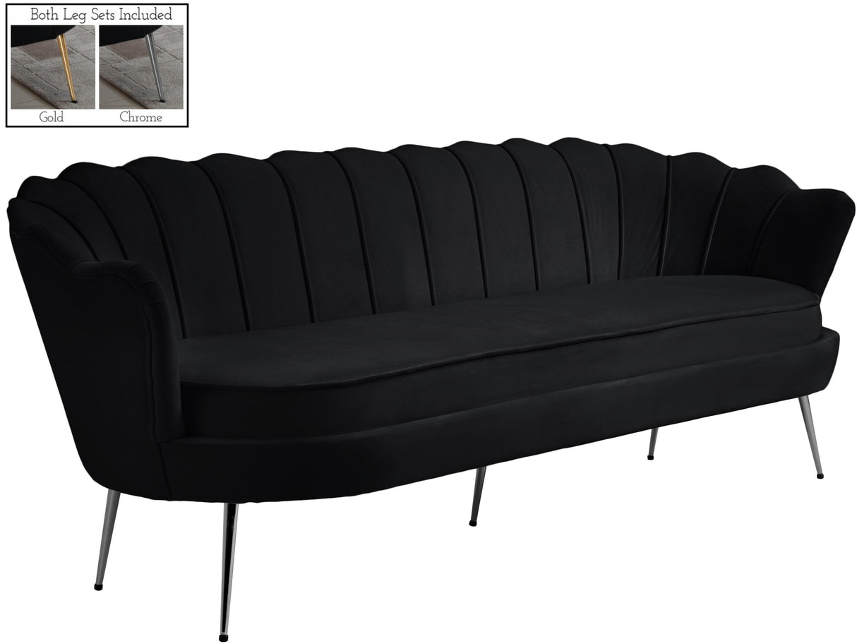 Gardenia Black Velvet Sofa - galleria furniture outlet