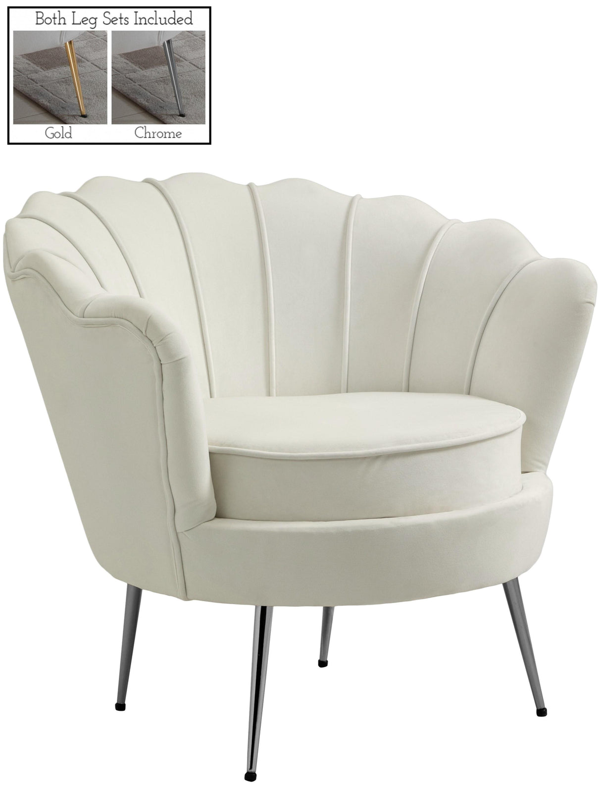 Gardenia Cream Velvet Chair - galleria furniture outlet