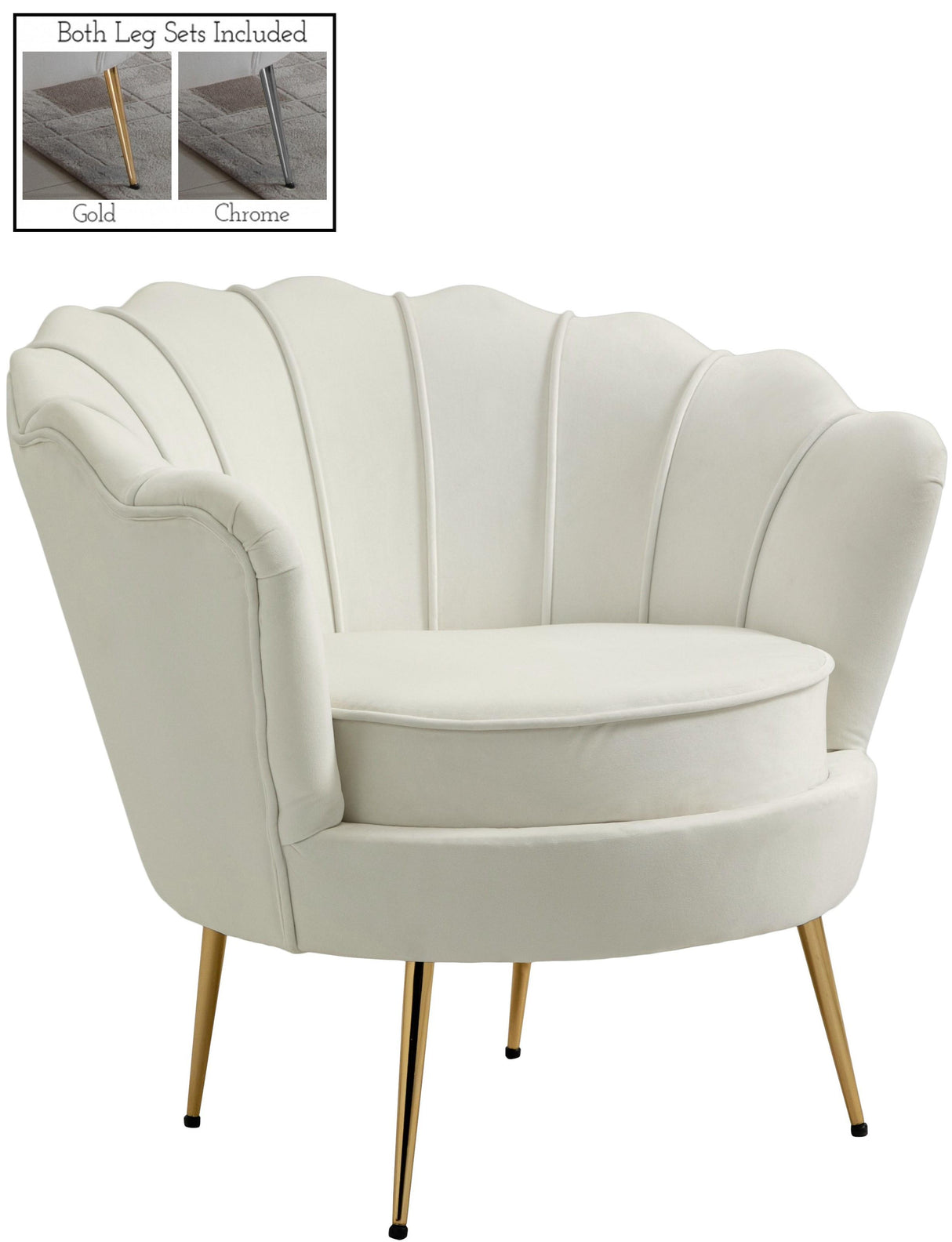 Gardenia Cream Velvet Chair - galleria furniture outlet