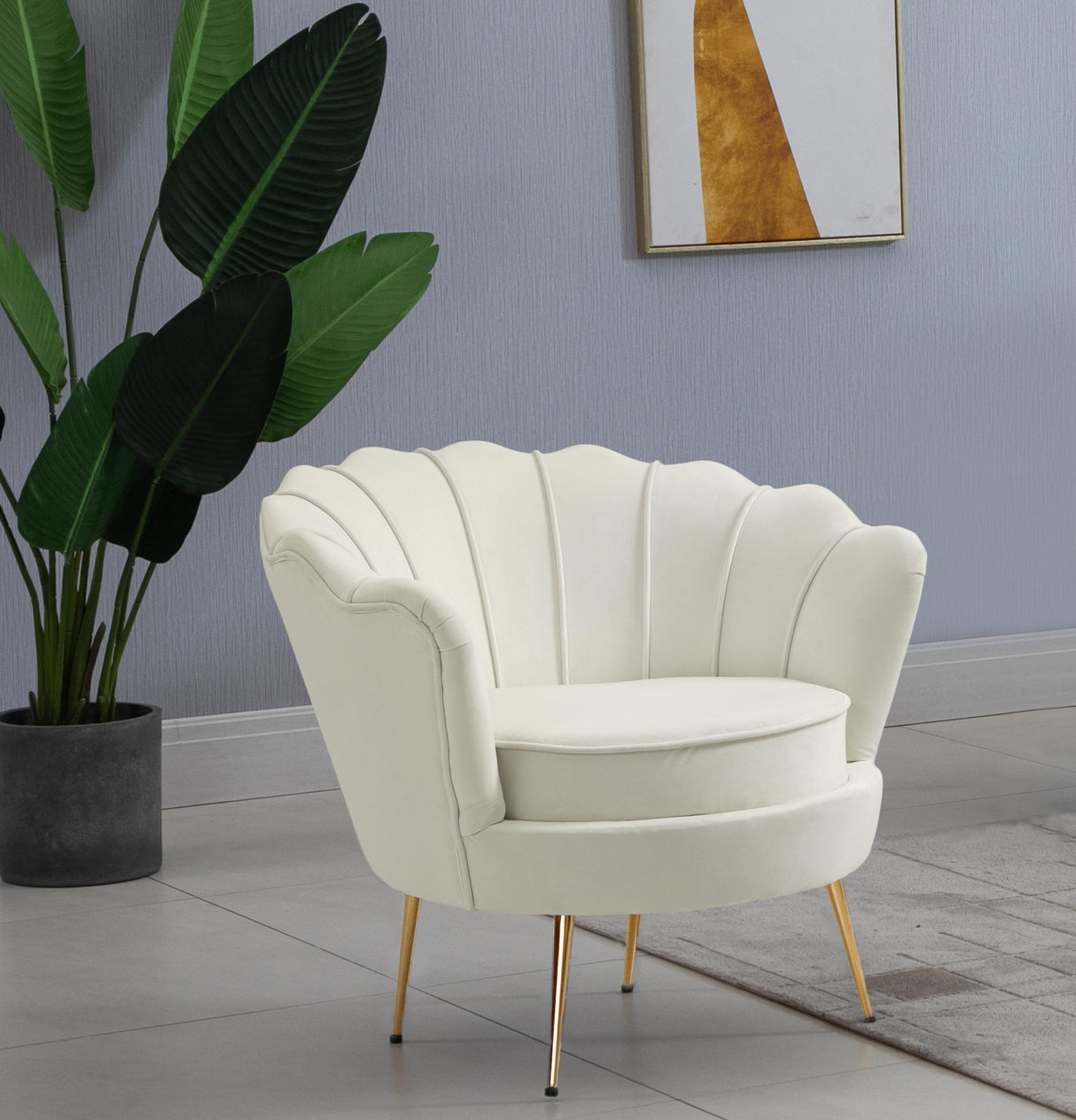 Gardenia Cream Velvet Chair - galleria furniture outlet
