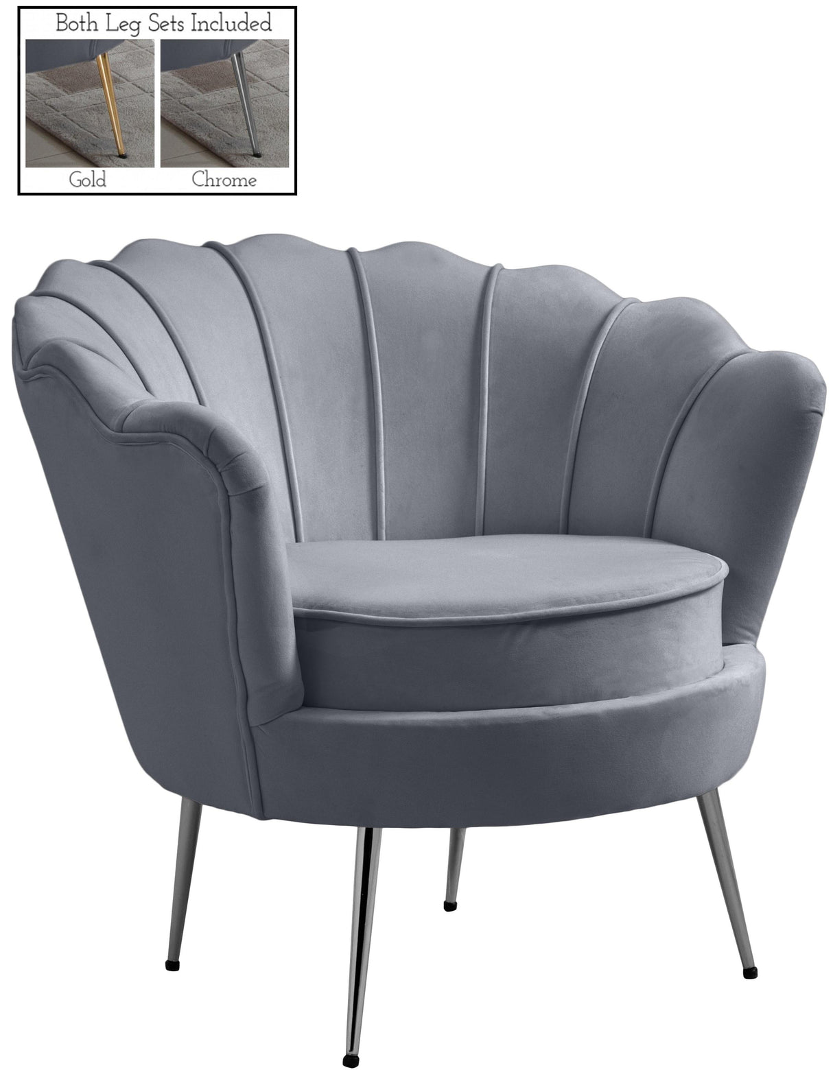 Gardenia Grey Velvet Chair - galleria furniture outlet