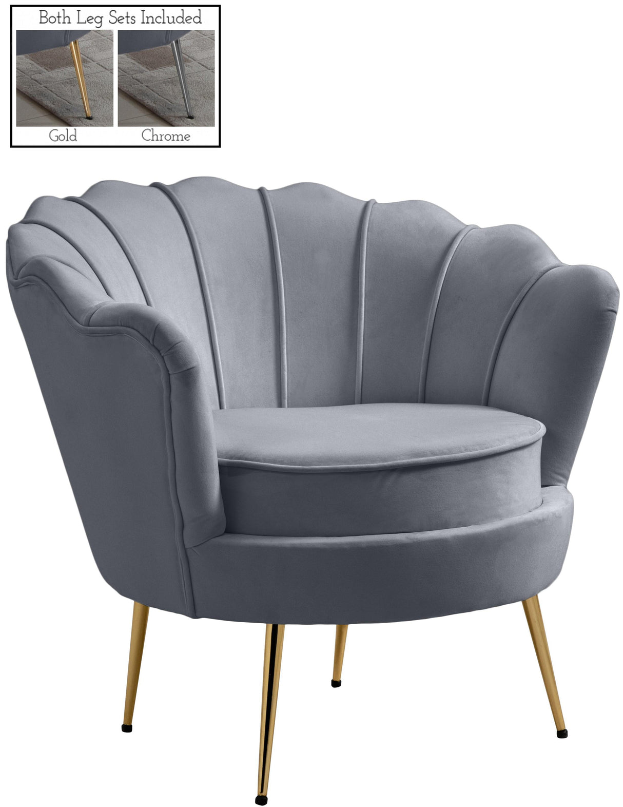 Gardenia Grey Velvet Chair - galleria furniture outlet