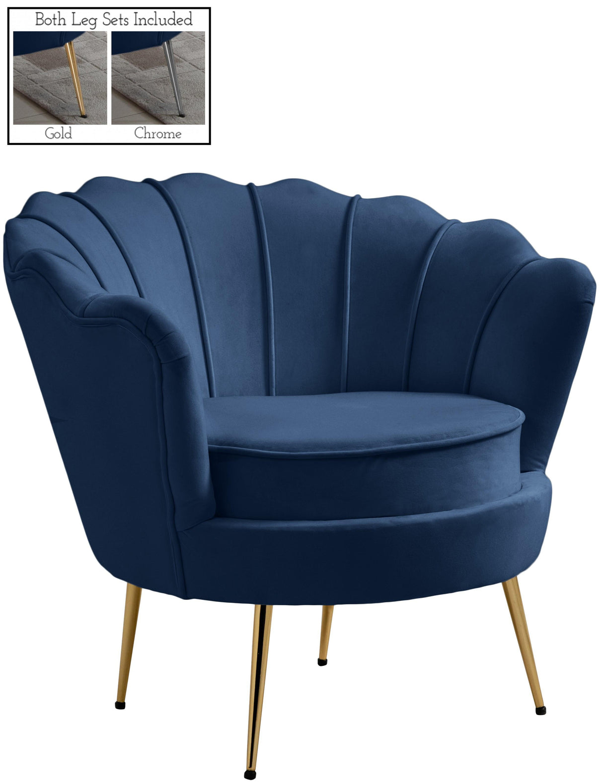 Gardenia Navy Velvet Chair - galleria furniture outlet