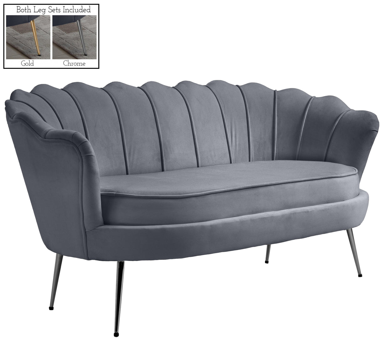 Gardenia Grey Velvet Loveseat - galleria furniture outlet