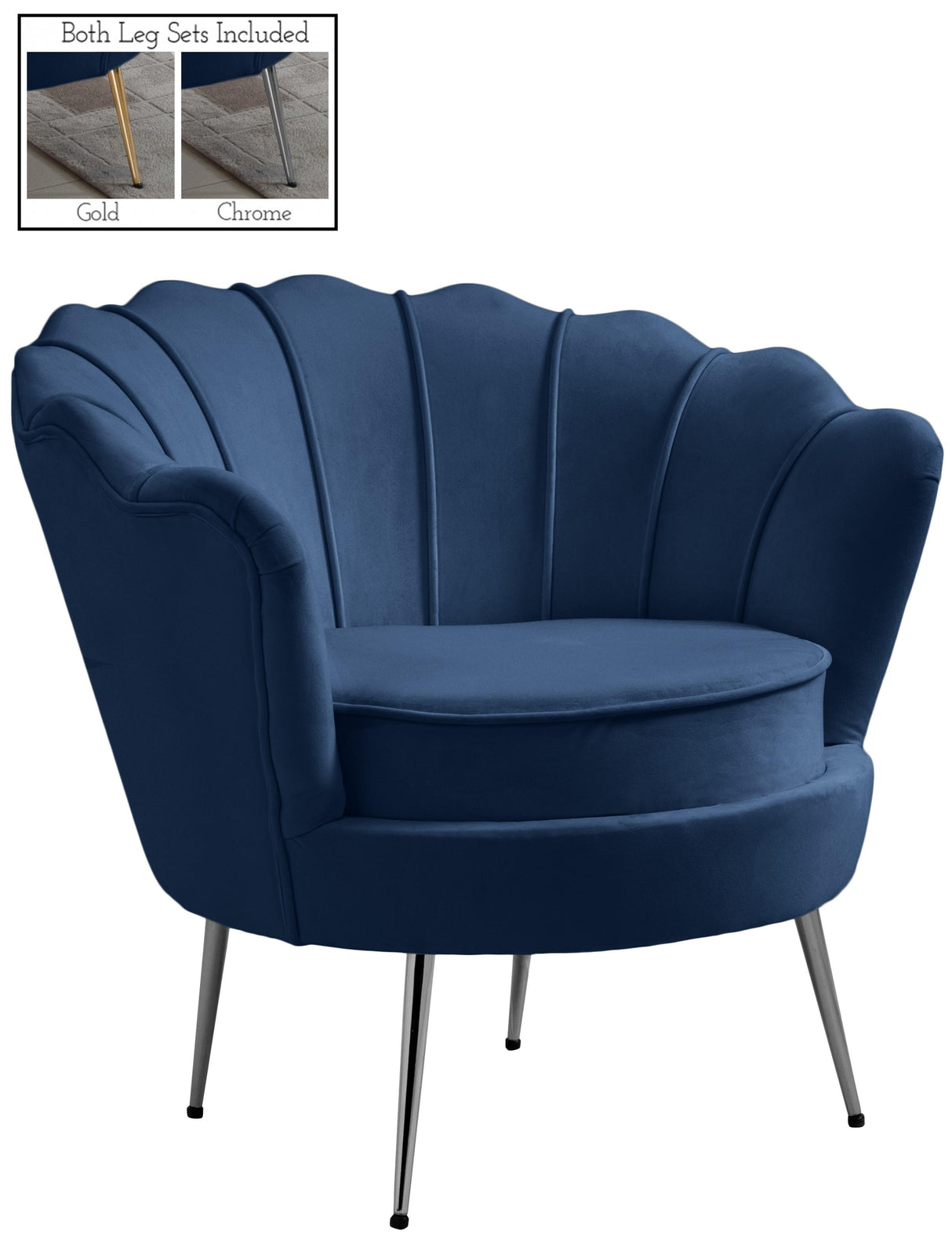 Gardenia Navy Velvet Chair - galleria furniture outlet