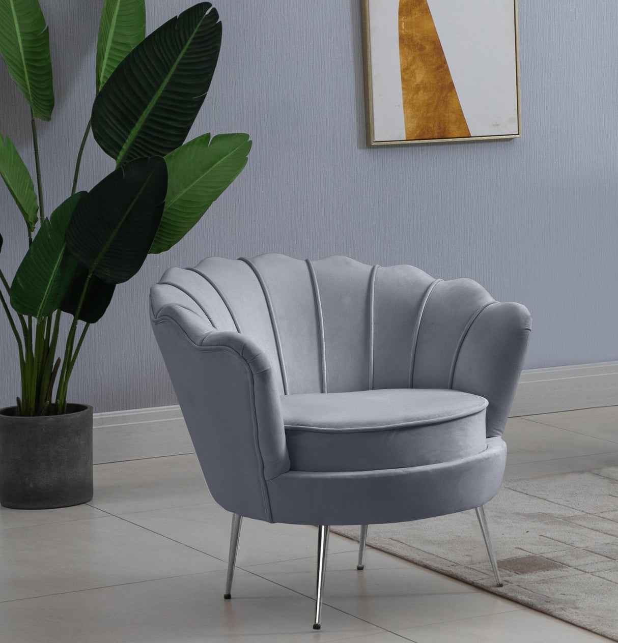 Gardenia Grey Velvet Chair - galleria furniture outlet