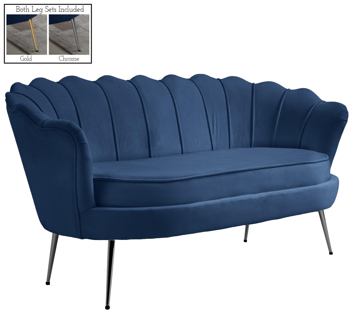 Gardenia Navy Velvet Loveseat - galleria furniture outlet