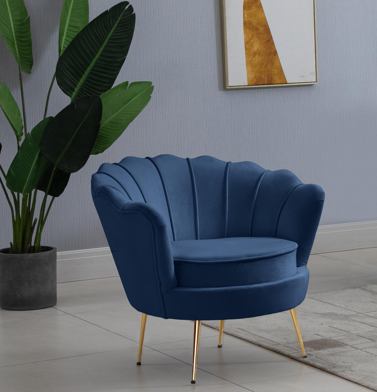 Gardenia Navy Velvet Chair - galleria furniture outlet