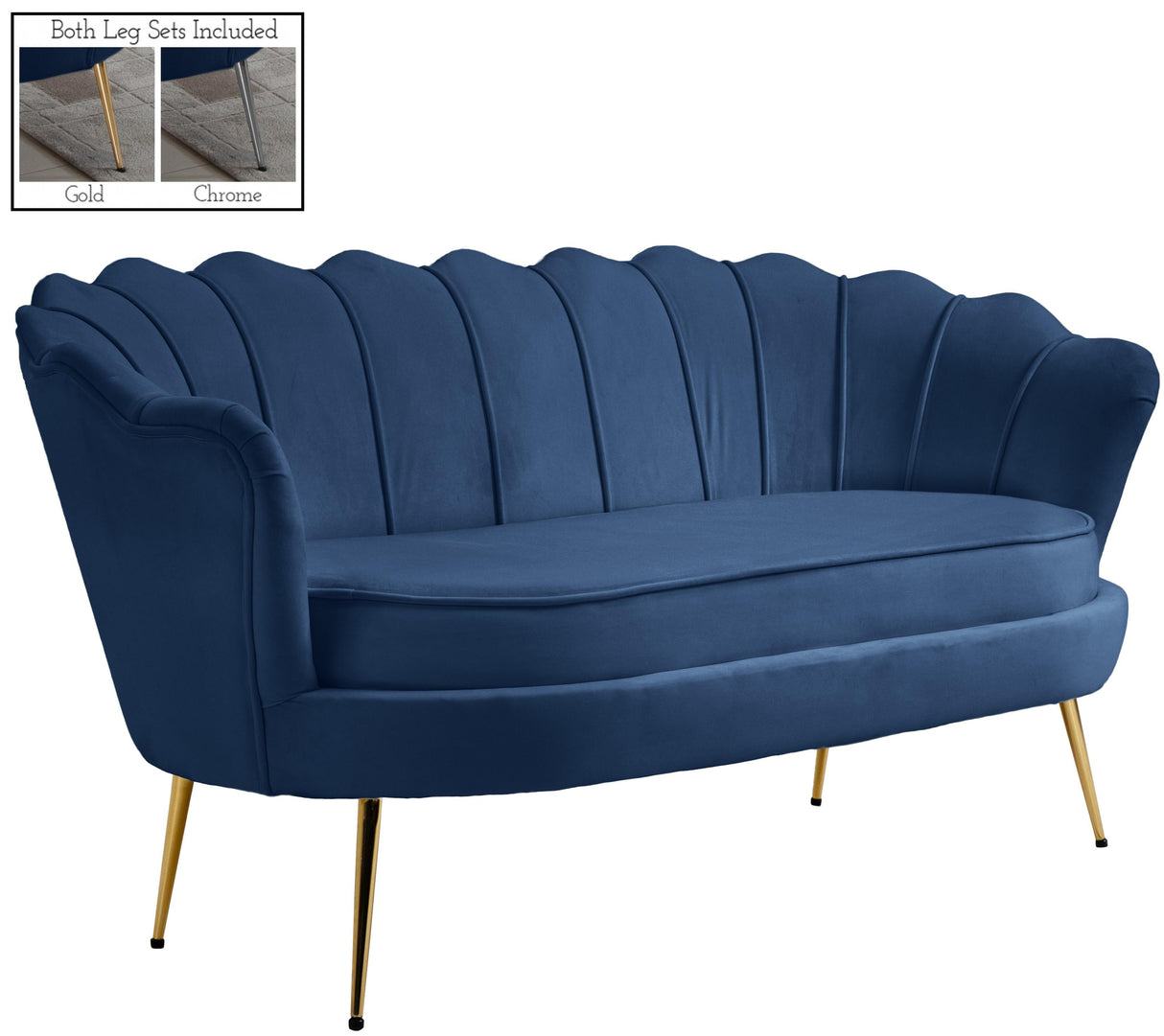Gardenia Navy Velvet Loveseat - galleria furniture outlet