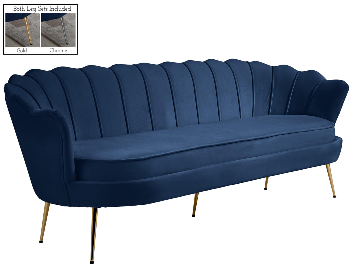 Gardenia Navy Velvet Sofa - galleria furniture outlet