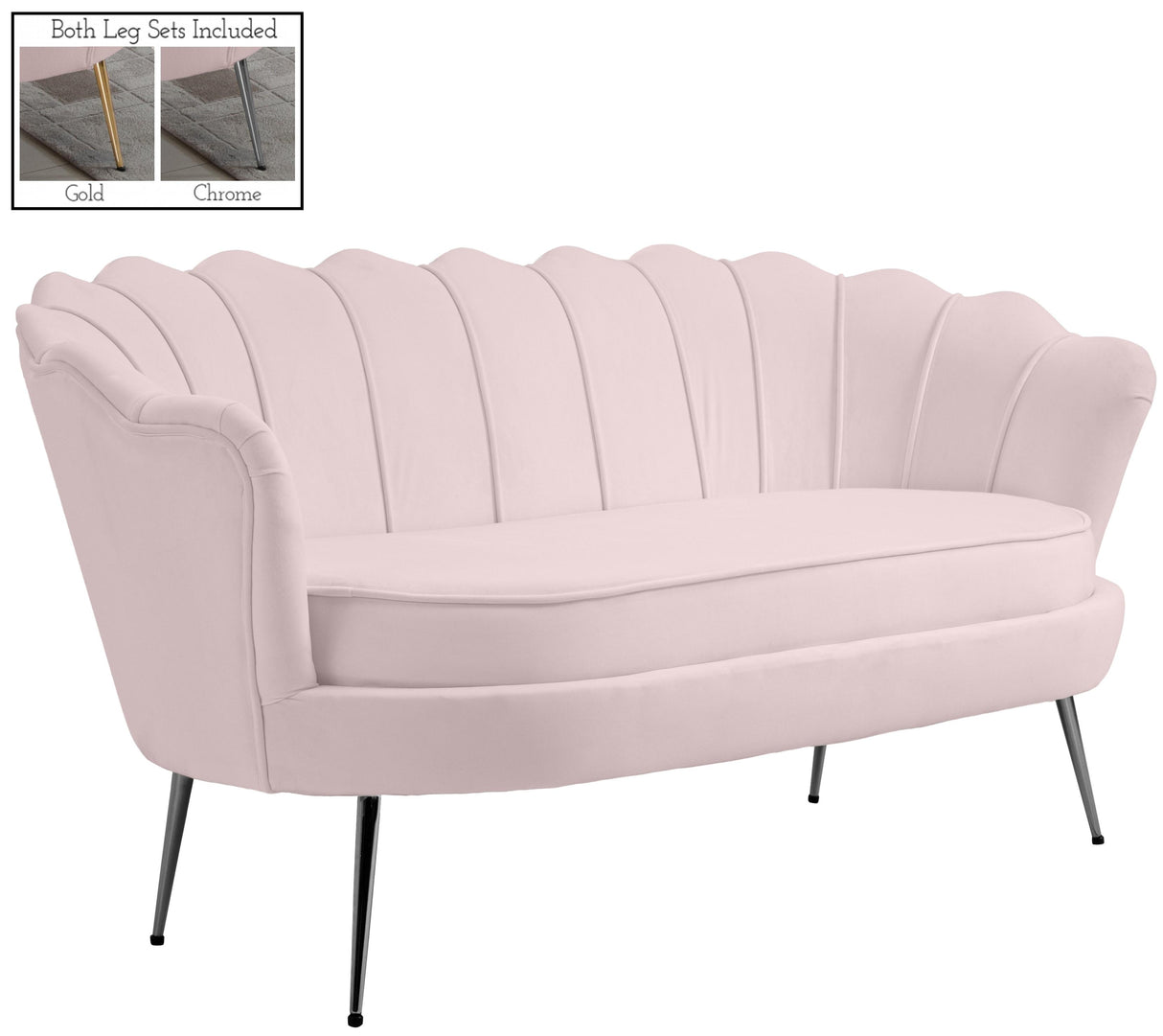 Gardenia Pink Velvet Loveseat - galleria furniture outlet