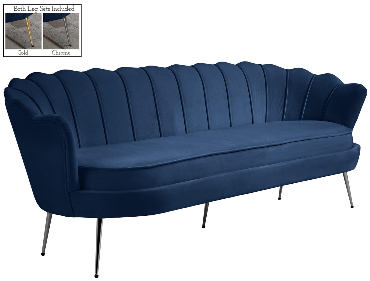 Gardenia Navy Velvet Sofa - galleria furniture outlet