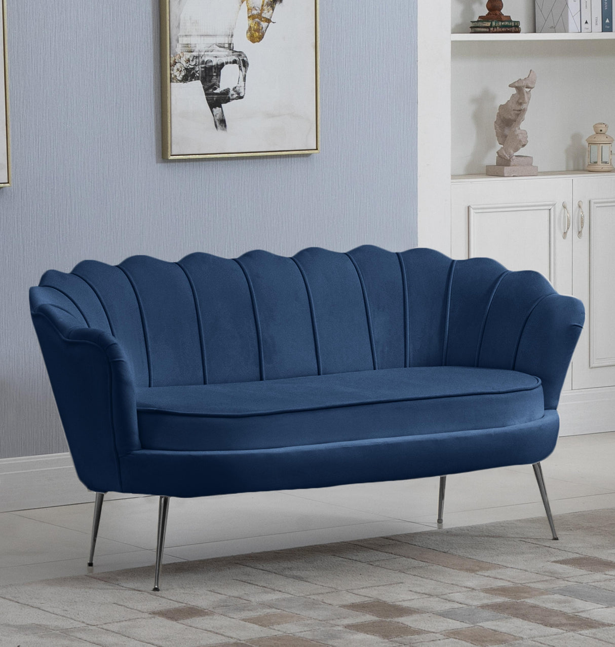 Gardenia Navy Velvet Loveseat - galleria furniture outlet