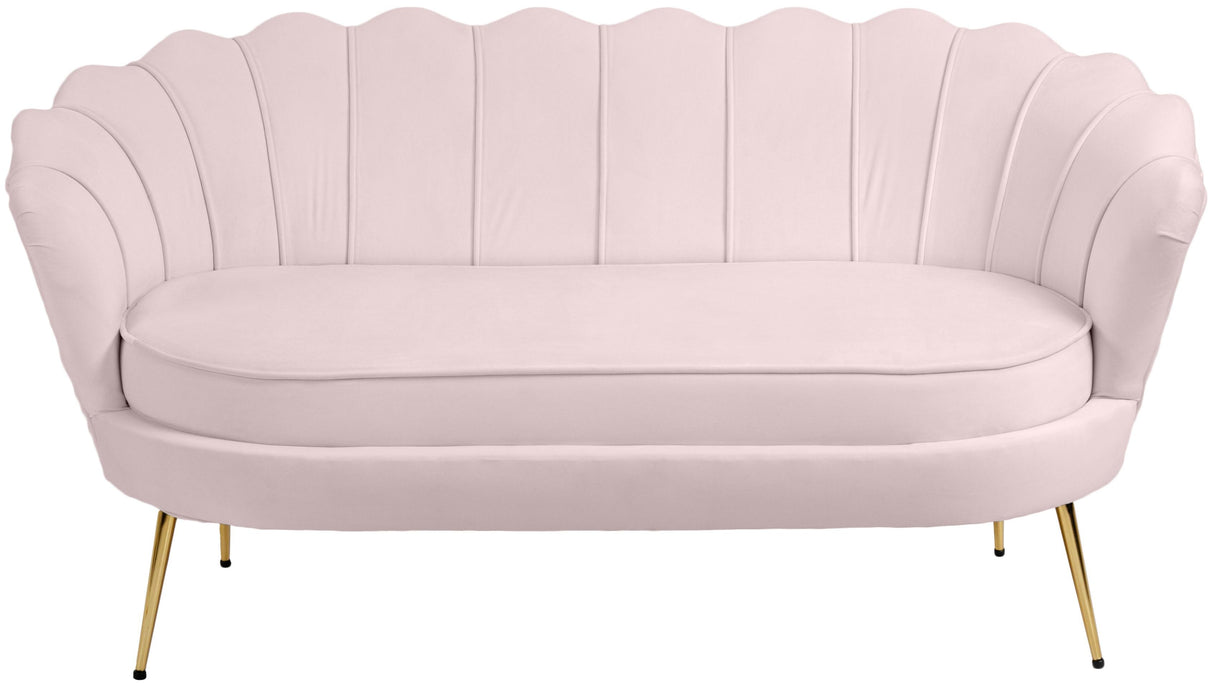 Gardenia Pink Velvet Loveseat - galleria furniture outlet