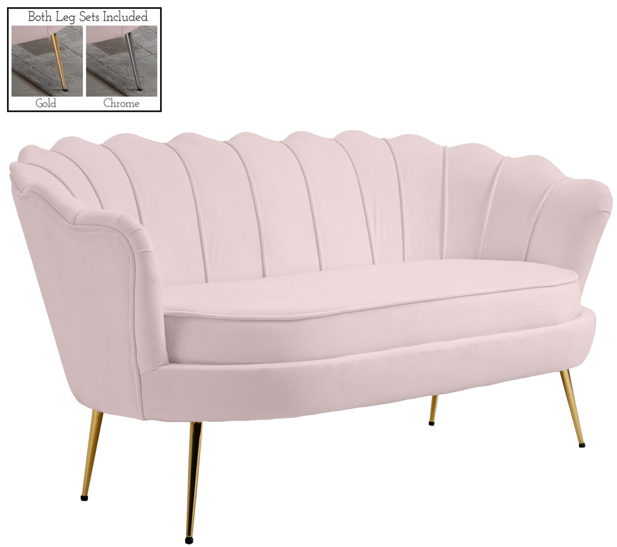 Gardenia Pink Velvet Loveseat - galleria furniture outlet