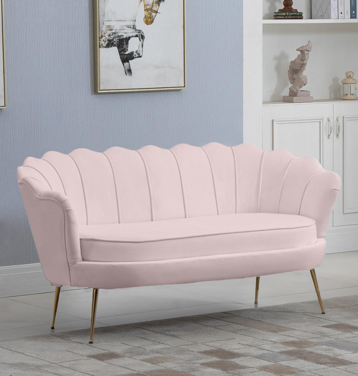 Gardenia Pink Velvet Loveseat - galleria furniture outlet