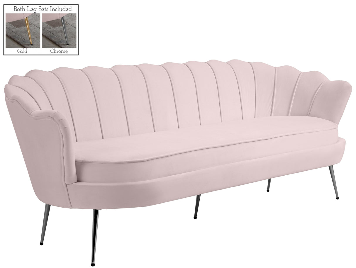 Gardenia Pink Velvet Sofa - galleria furniture outlet