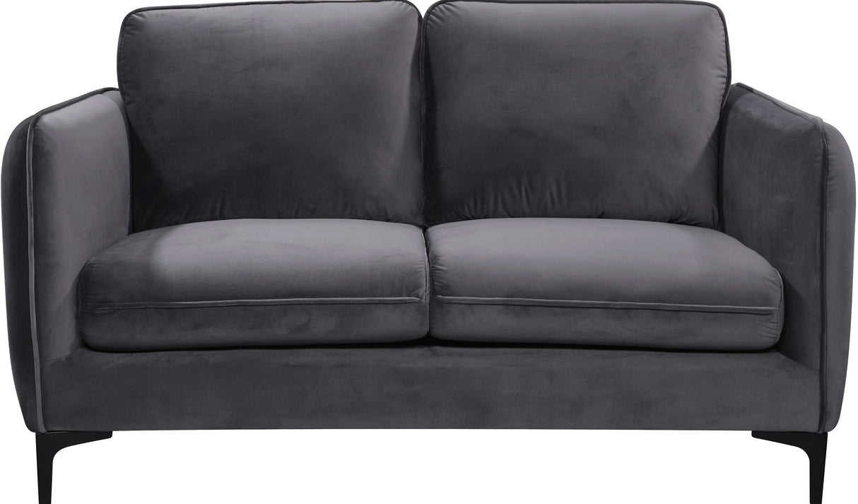 Poppy Grey Velvet Loveseat - galleria furniture outlet