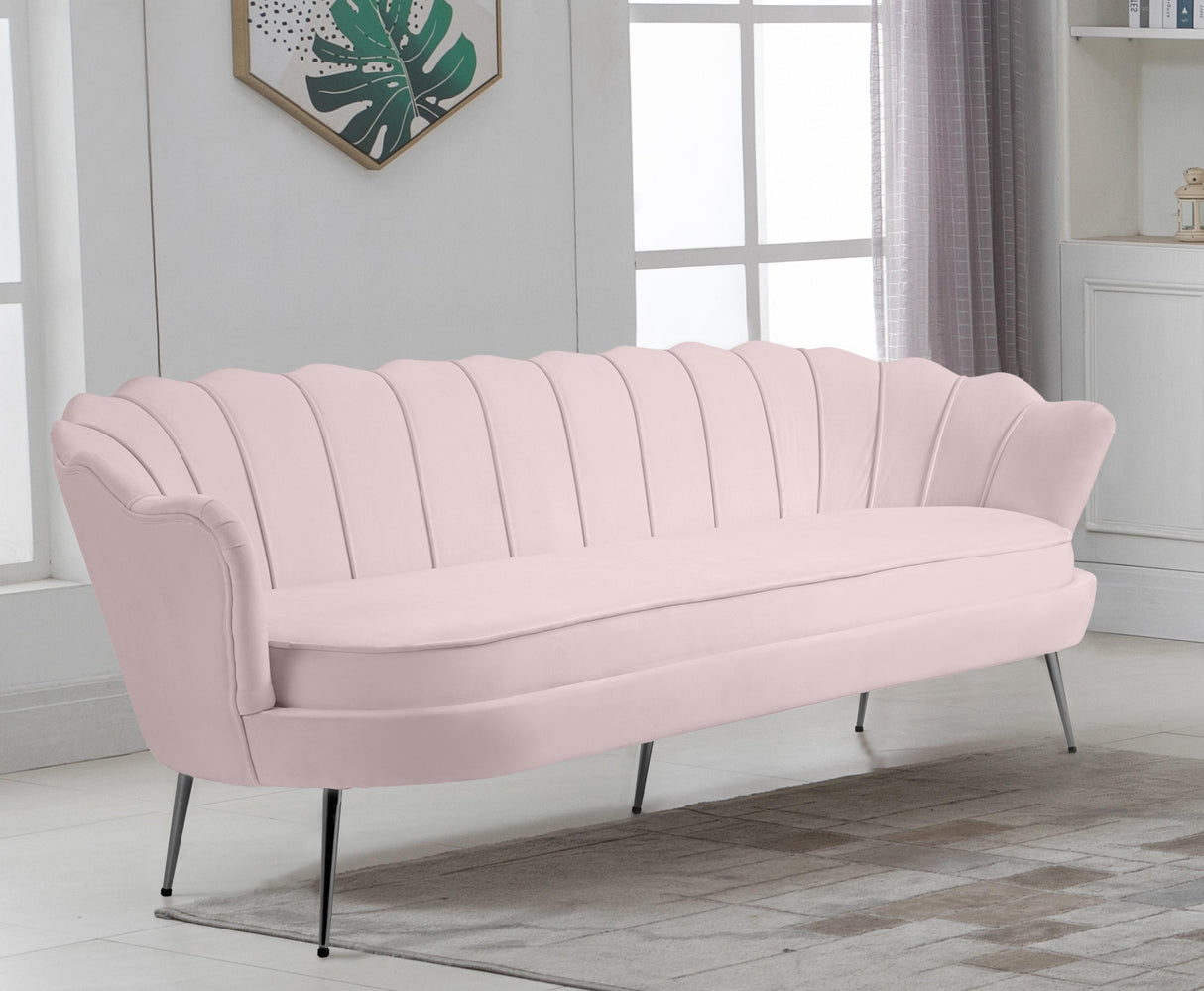 Gardenia Pink Velvet Sofa - galleria furniture outlet