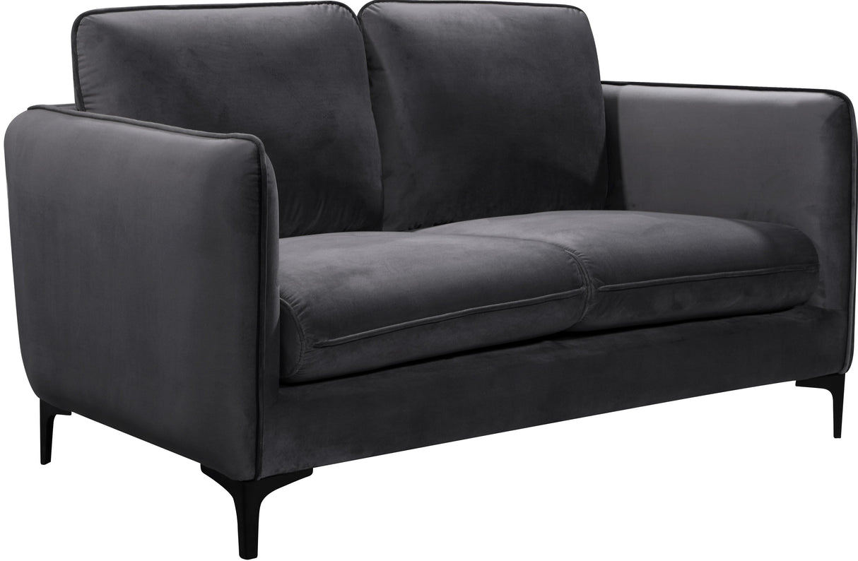 Poppy Grey Velvet Loveseat - galleria furniture outlet