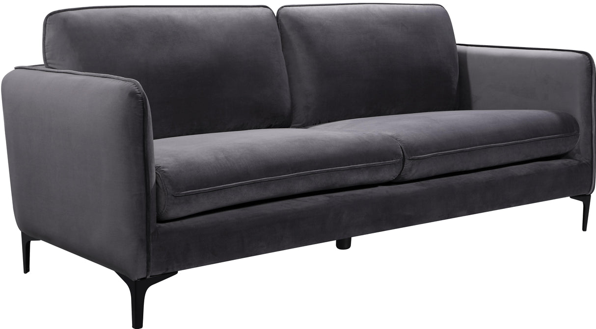 Poppy Grey Velvet Sofa - galleria furniture outlet