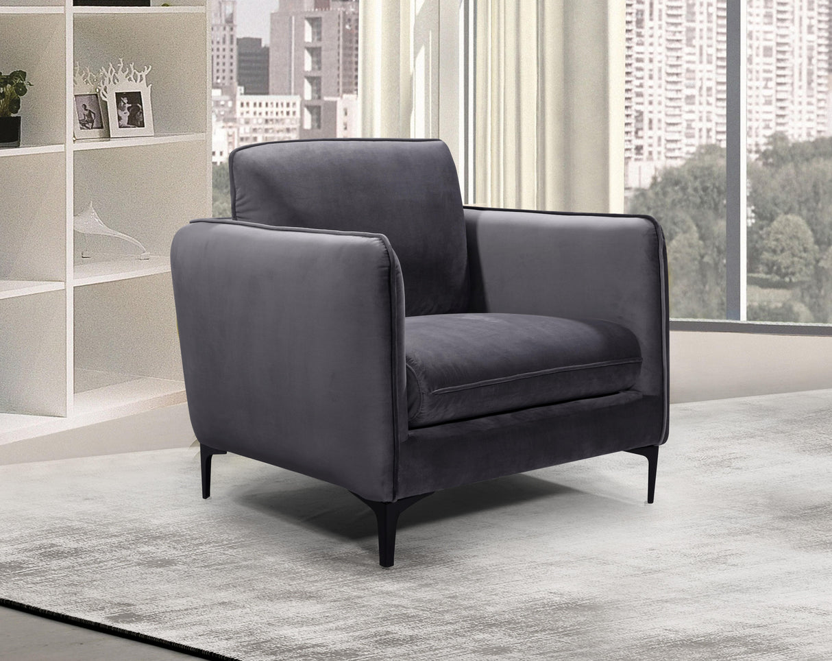 Poppy Grey Velvet Chair - galleria furniture outlet