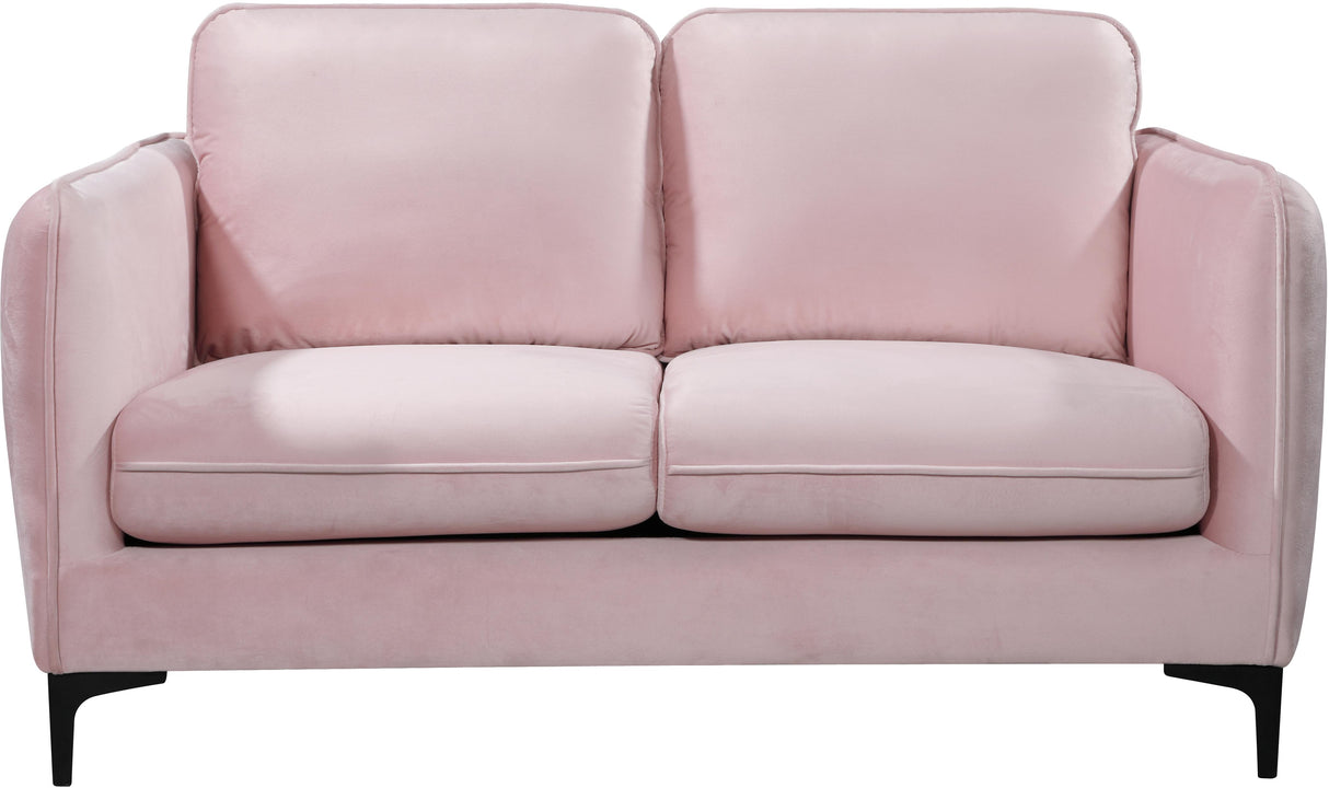 Poppy Pink Velvet Loveseat - galleria furniture outlet