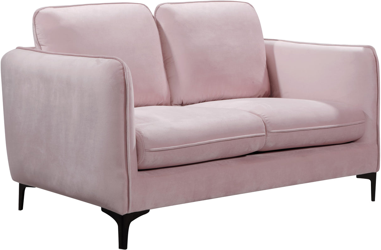 Poppy Pink Velvet Loveseat - galleria furniture outlet