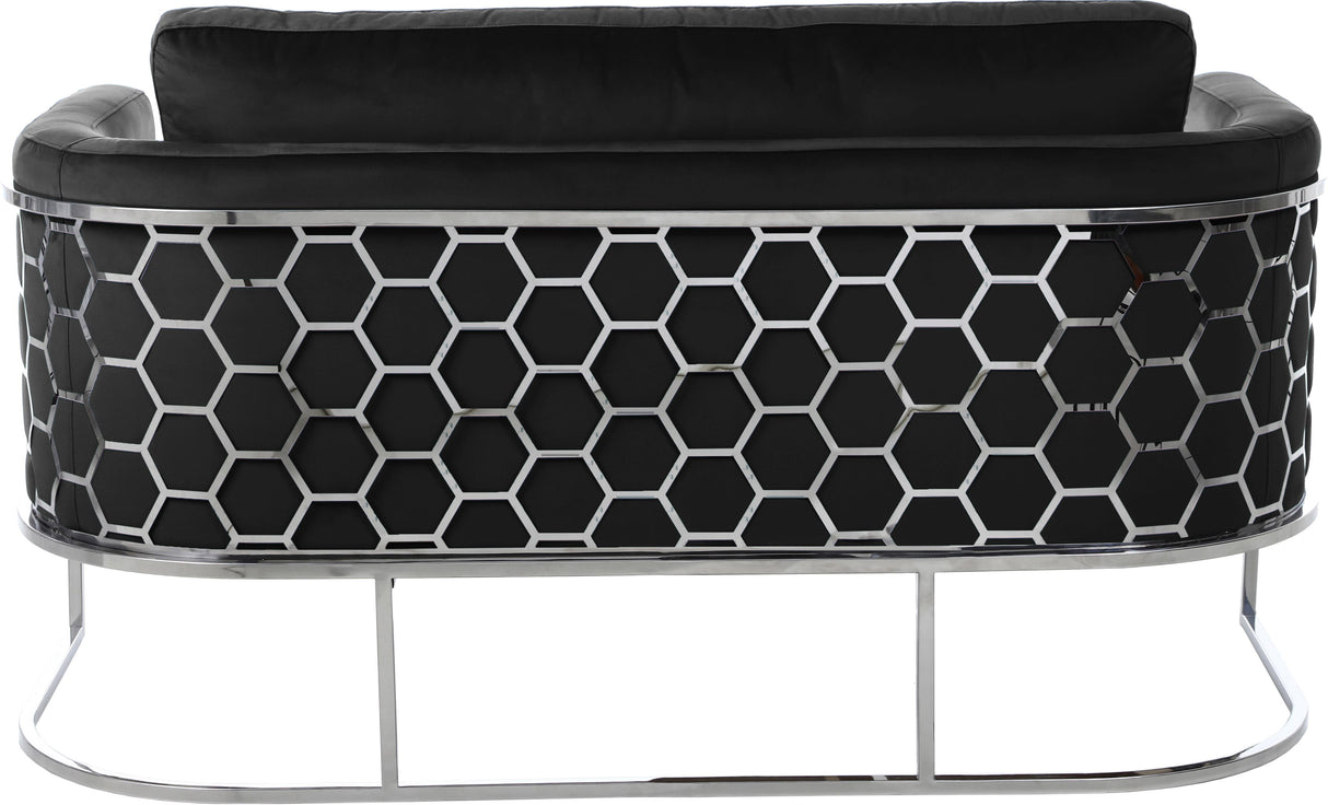 Casa Black Velvet Loveseat - galleria furniture outlet