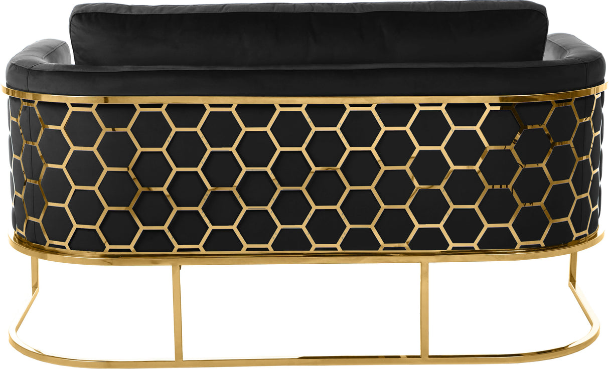 Casa Black Velvet Loveseat - galleria furniture outlet