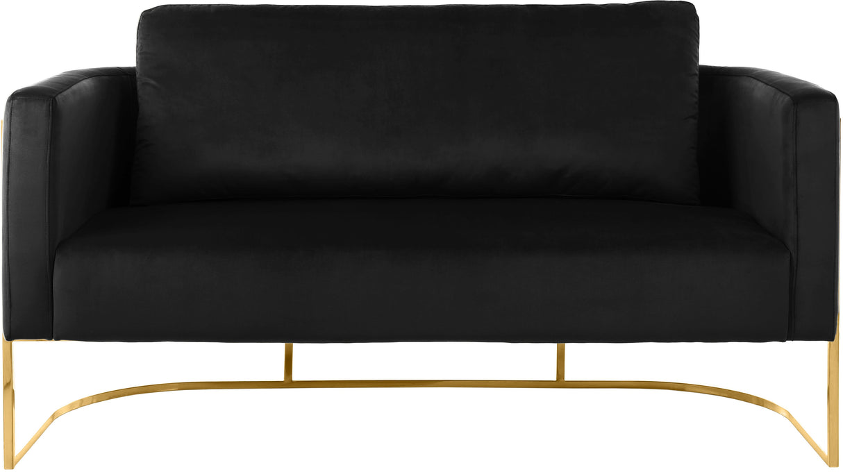 Casa Black Velvet Loveseat - galleria furniture outlet