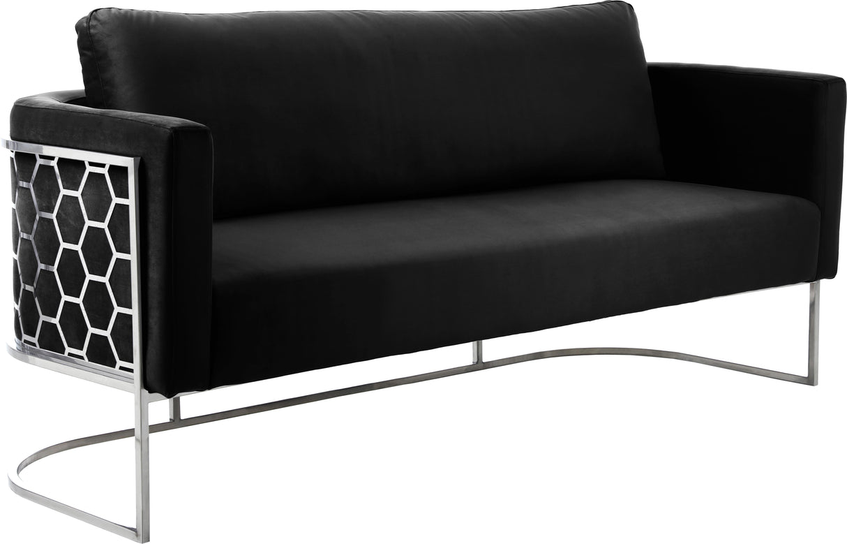 Casa Black Velvet Sofa - galleria furniture outlet