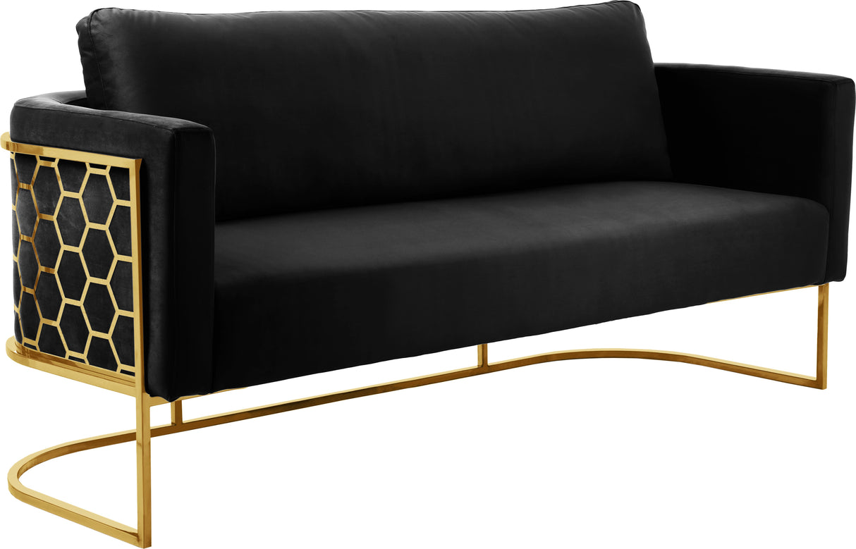 Casa Black Velvet Sofa - galleria furniture outlet